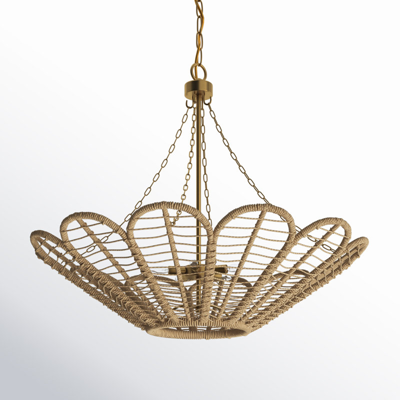 Joslyn 5-Light Chandeliers In Warm Brass And Rope