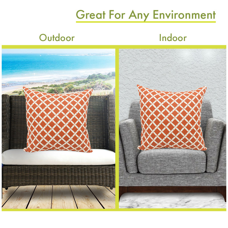 Coussin Bamboo, Orange brûlé, H 24 po x l 24 po x P 10 po