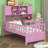 Multifunctional Wood Platform Bed With Bookshelf At The Head Of The Bed, Built-In Desk And Matching Chair-1880219000