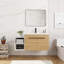 Meuble-lavabo mural peu encombrant avec lavabo en résine et tablettes de rangement-131577035-131577036