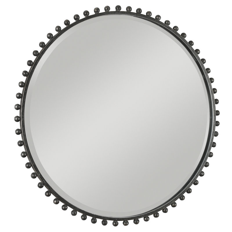 Miroir mural rond en métal Bedonia, Noir