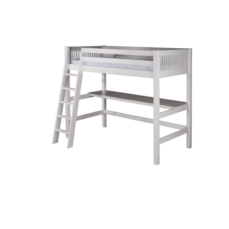 Lit plateforme simple en bois massif Friedemar, Blanc