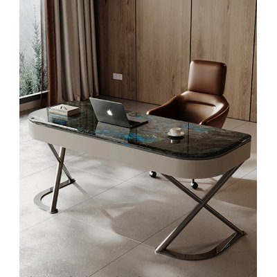 TM680363050551ST&Size Curved Stone Steel Writing Desk