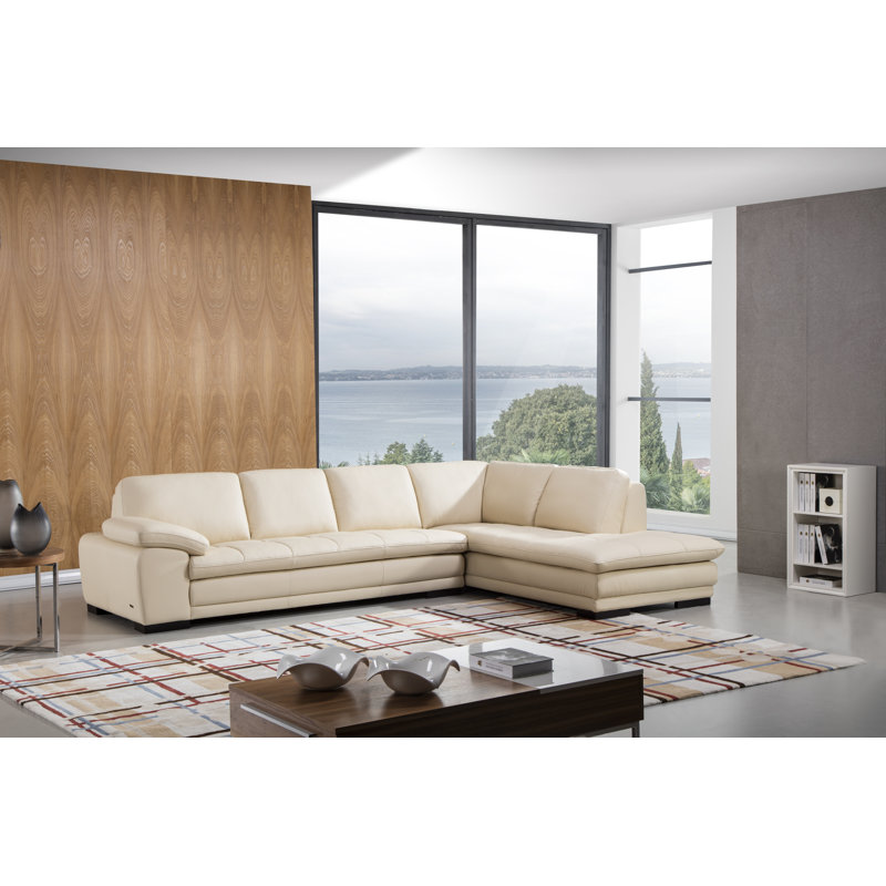126" Wide Leather Match Sofa & Chaise, Right Hand Facing, Smoke Gray Leather Match