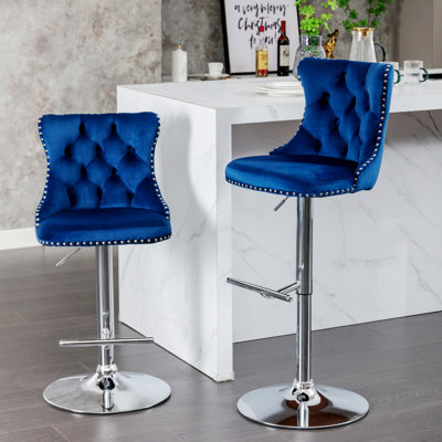 Ensemble de 2 tabourets de bar pivotants avec hauteur de siège réglable pour bistro et îlot de cuisine