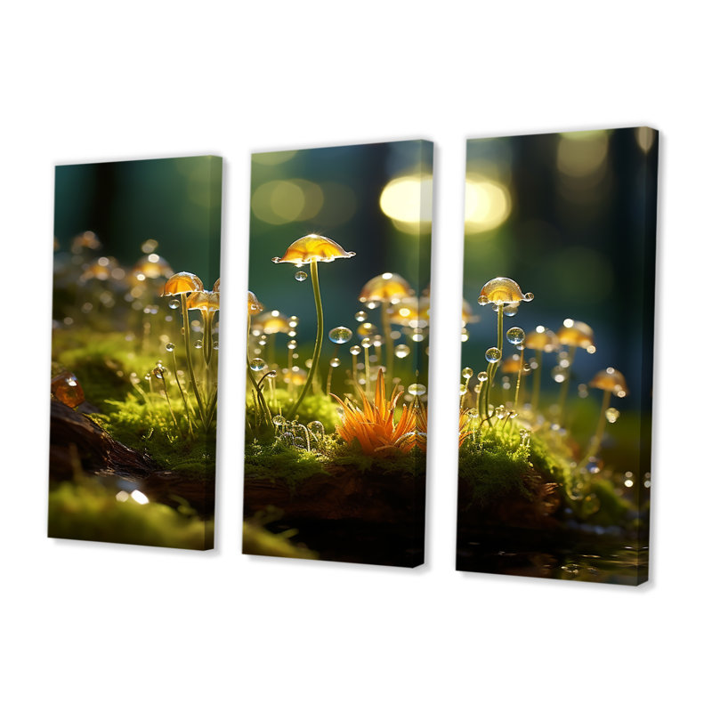 Salyers - Ensemble de décoration murale champignon, Toile tendue, H 40 po x l 60 po x P 1 po