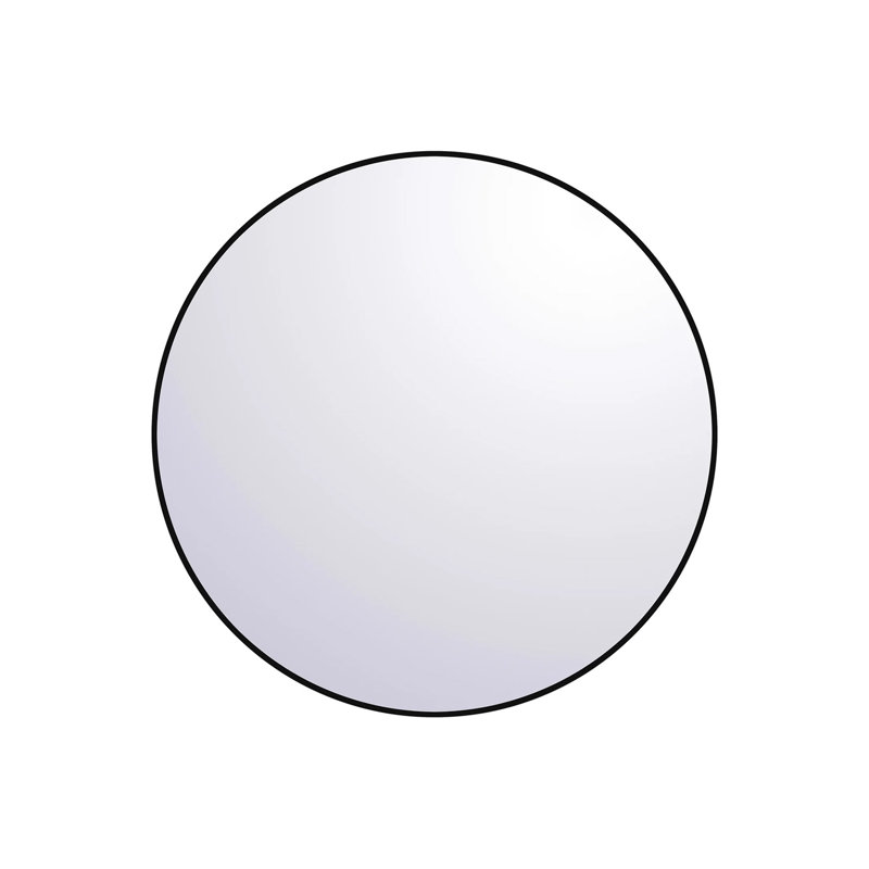 Ophelie 48'' x 48'' Round Framed Mirror In Matte Black, Black, 48" x 48"