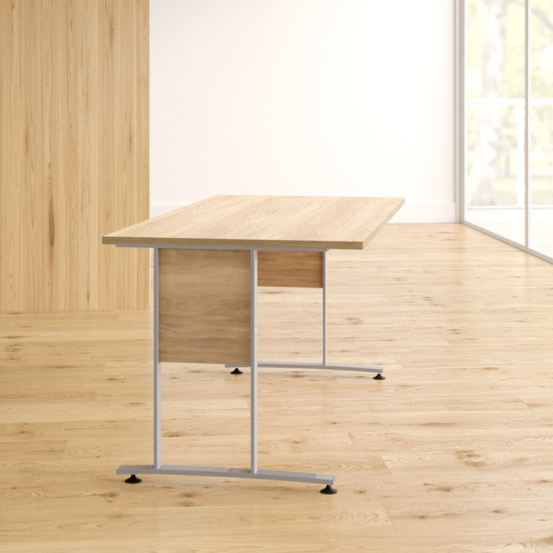 Cepeda Metal Base Desk Shell, Hellbraun/Grau, 75 cm H x 160 cm B x 80 cm T