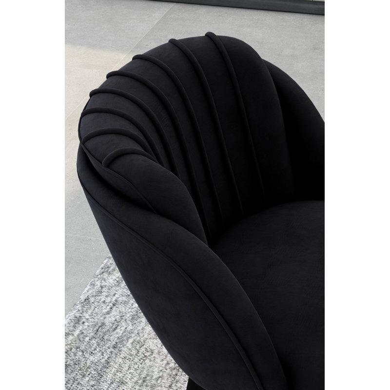 Inola 47.5cm H Velvet Upholstered Side Chair, Black, Black/Silver