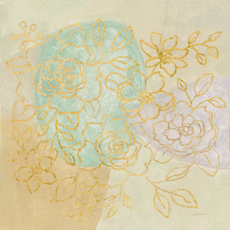 Mid Mod Sophisticated Floral I by Silvia Vassileva - Wrapped Canvas Painting, 122cm H x 122cm W x 3.8cm D