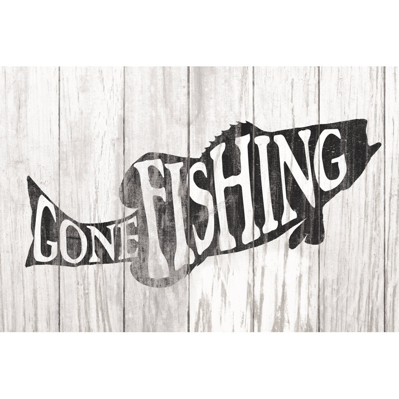 Gone Fishing Sign - Wrapped Canvas Print, 81cm H x 122cm W