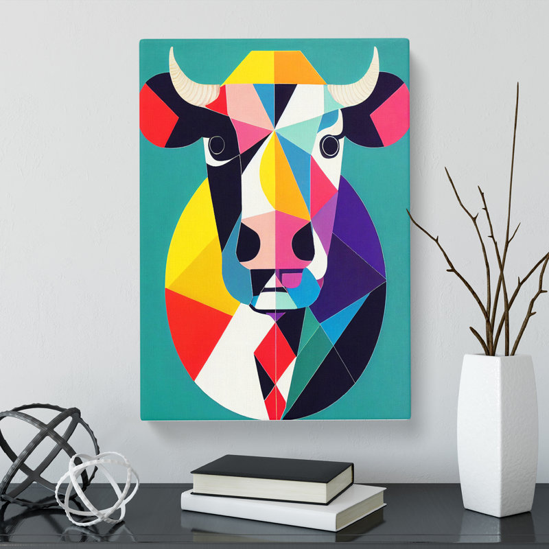 Cow Geometric - Wrapped Canvas, 50cm H x 35cm W x 3cm D