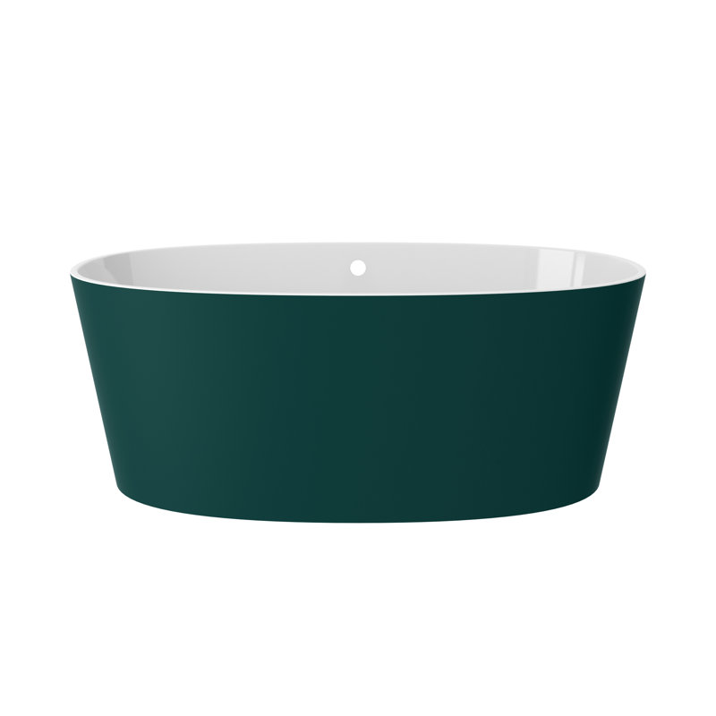 Ios 60" x 32" Freestanding Soaking Bathtub, Blue Green