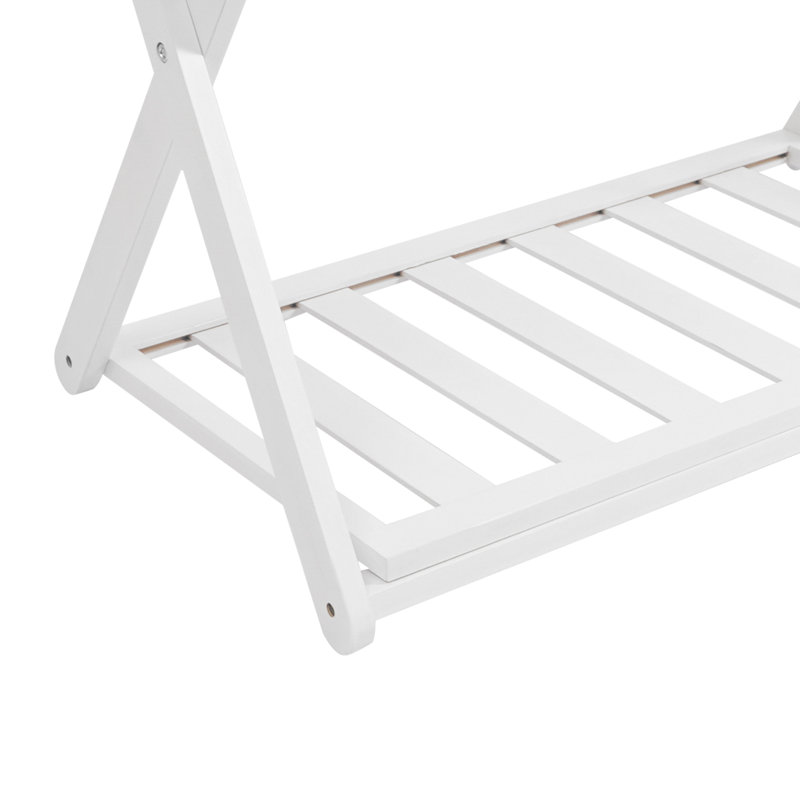 Paquet de 2 porte-bagages en bambou avec sangles en nylon, Blanc