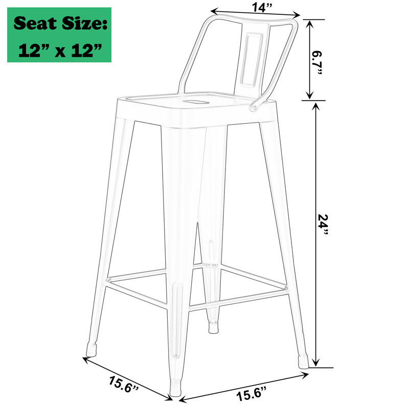 Counter Stool with Metal Frame, Counter Stool (24” Seat Height), Black