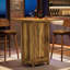 Table de bar carrée 31,5 "avec armoire de rangement et fentes à vin amovibles, brun rustique