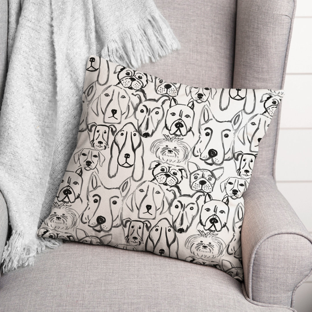 Dog Face Sketch Square Pillow Cover & Insert Designs Direct Creative Group 