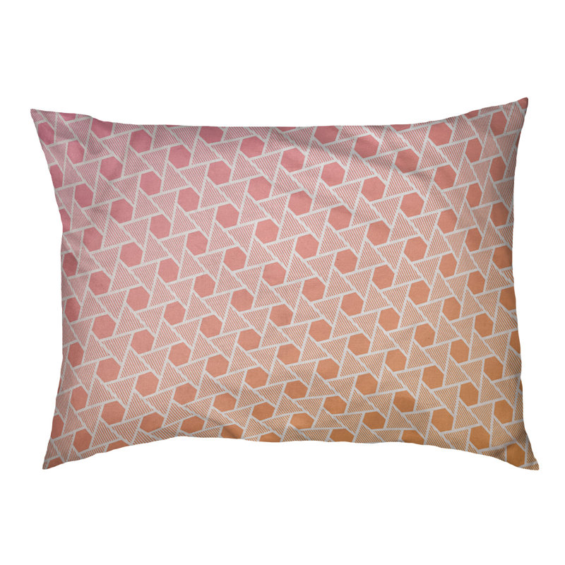 Coussin de lit à triangles hexagonals Byrge, Petit (l 28 po x P 18 po x H 6 po), Rose / Orange, Polyester