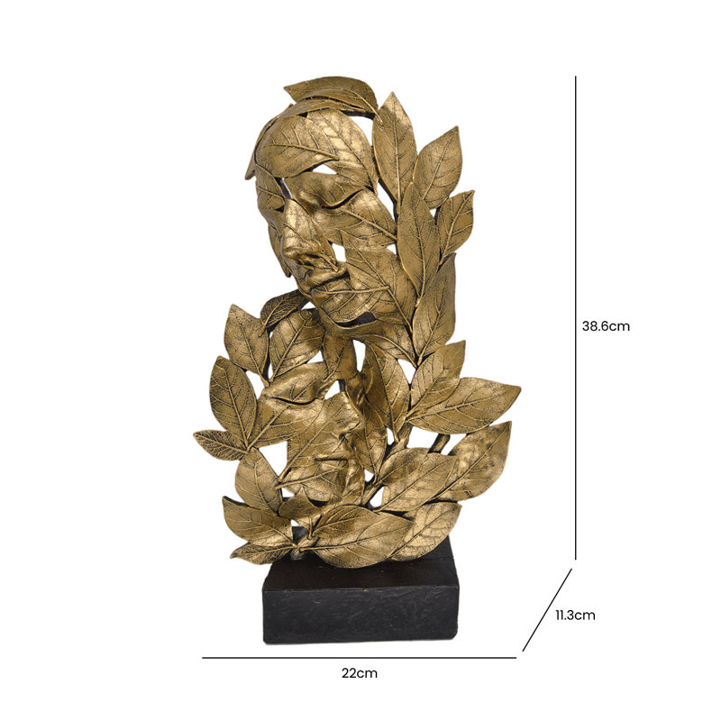 Azemar Polyresin Couple & Leaf Figurine for the Living Room, Artsy Sculpture Home Decor