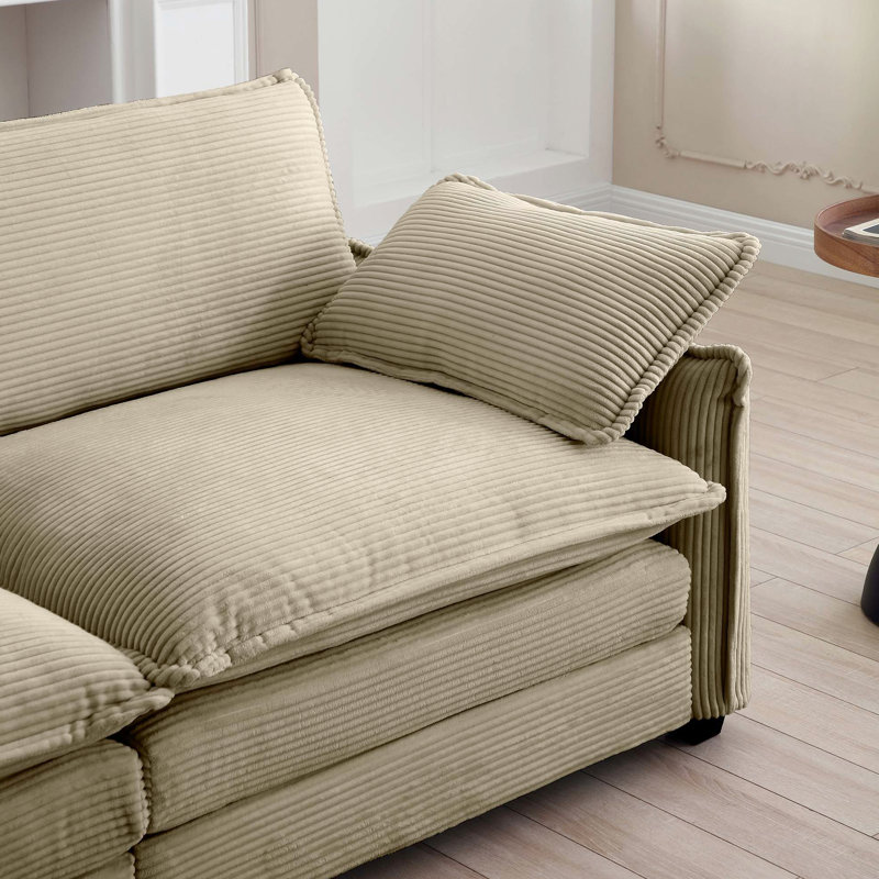 Tan Corduroy Lounge Chair, Matches Multiple Sofas, Comfy Fabric Footstool In Tan, Suits, Tan