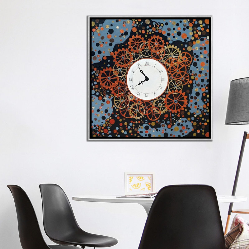 Horloge de table, reproduction d'art sur toile encadrée, 37" x 37", Framed Canvas, Silver