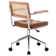 Ayris Adjustable Height Swivel Leather Task Chair with Rattan Back and Arms