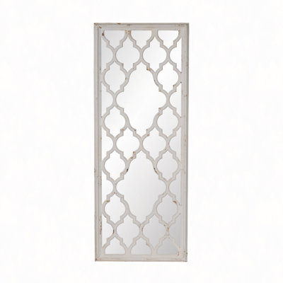 24" X 60" Distressed White Floor Mirror, Full Body Mirror For Bathroom Bedroom Living Room