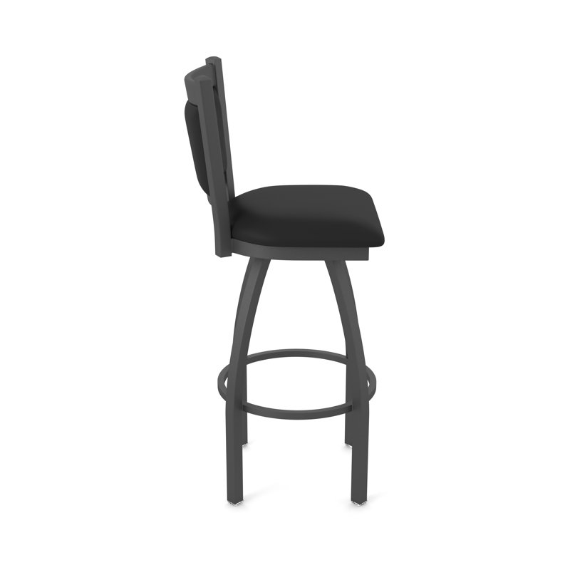 Tabouret pivotant Hadleigh, Étain, Vinyle noir, Tabouret de bar (siège d'une hauteur de 36 po)