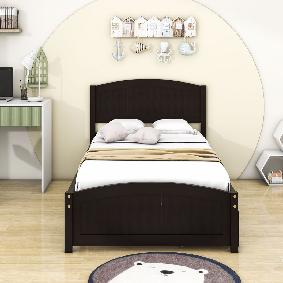 Twin Size Wood Platform Bed with Two Drawers Red Barrel Studio® 