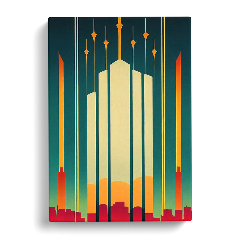 XC1022-1417X City Skyline in Art Deco No.3 1 Piece Wrapped Canvas Wall Art, 76cm H x 50cm W x 3cm D