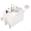 Meuble-lavabo de salle de bain 30 po avec lavabo, meuble de rangement autoportant avec 2 portes, lavabo rond en céramique avec motif en pierre et comptoir de Carrare, sans robinet-117193382
