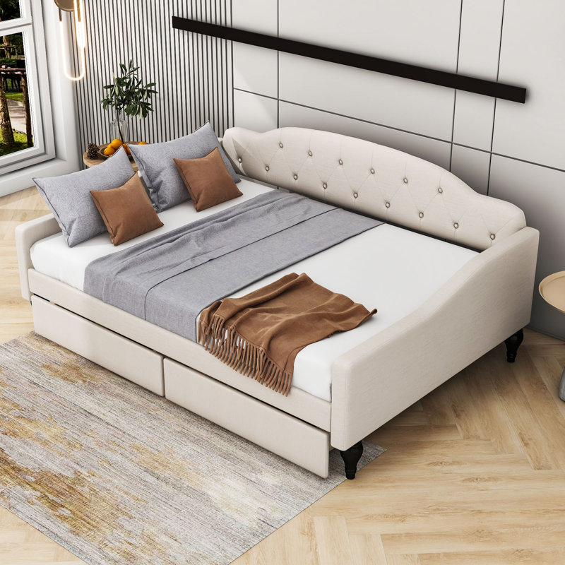 Montray Full Upholstered Daybed with Two Drawers