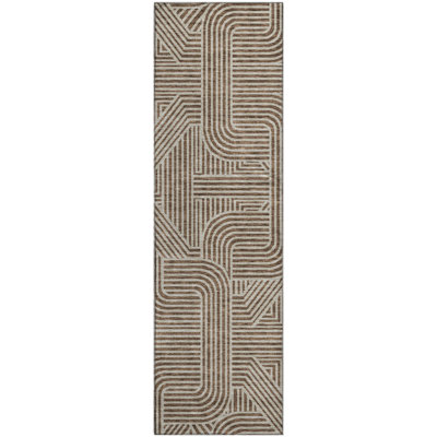 Premium Machine Washable Prisco Brown Rug