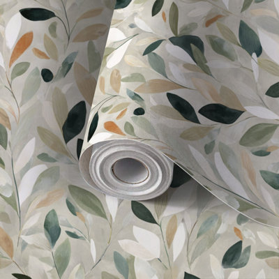 Peler et coller le papier peint aquarelle Botanical Elegant Organic Formes auto-adhésif et amovible 118 po