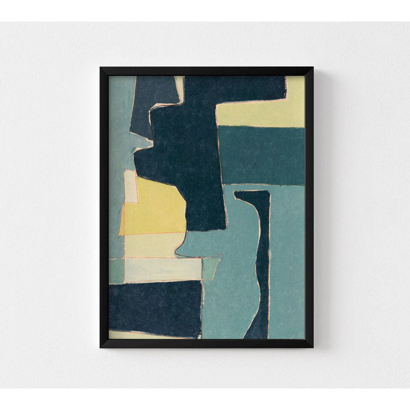 Impression sur toile encadrée, art abstrait, art mural bleu et jaune surdimensionné, impression d'art abstrait