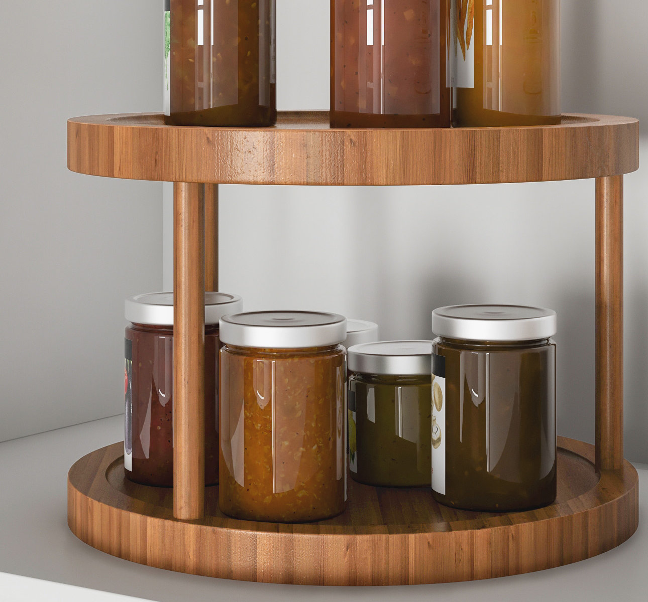 Rebrilliant Kim Lazy Susan - All-Natural Bamboo Round Two Tier Turntable Kitchen, Pantry and Vanity Organizer and Display with 10 Inch Diameter & Reviews | Wayfair