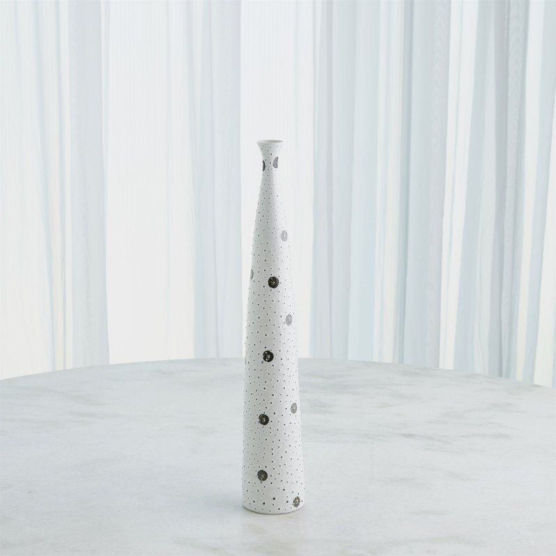 Spotted Handmade Porcelain Table Vase, 20.5" H x 3.25" W x 3.25" D