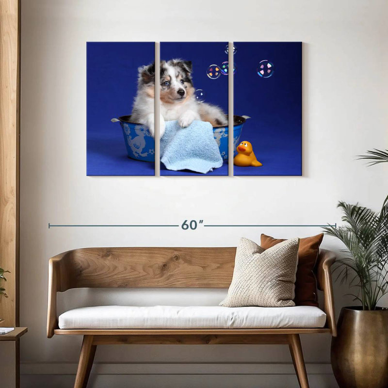 Brampt Puppy Bath Time, 28" H x 45" W