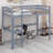 High Wood Loft Bed, With Safety Guardrail, Built-In Desk, Ladder-249197924