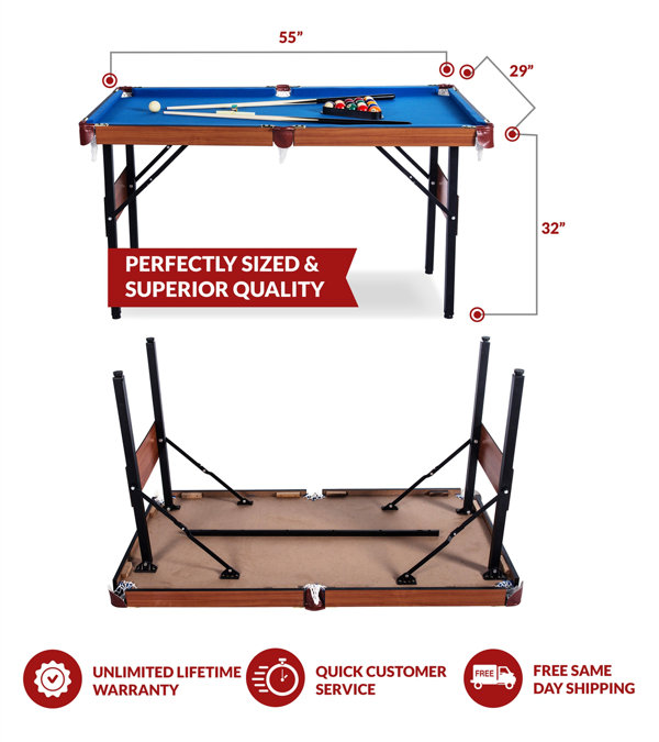 Homcom 55'' Portable Folding Billiards Table Game Pool Table For Whole  Family Number Use With Cues, Ball, Rack, Brush, Chalk : Target