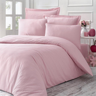 Ensemble de housse de couette en satin Elegant (1 housse de couette + 1 taie d'oreiller), couleur poudre, 53,1 po x 78,7 po | 100% satin de coton, contexture de 210 fils, lavable à la machine à 104 ° F | Literie élégante pour une expérience de sommeil luxueuse