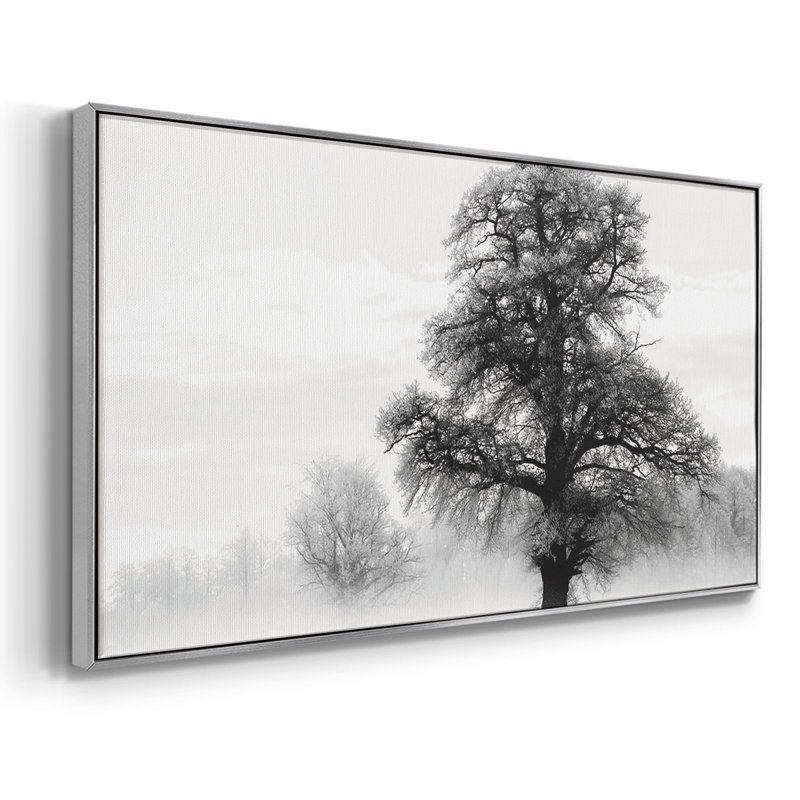 Inky Trees - Toile tendue avec châssis encadré - Prêt à être accroché, Argent argent, H 17 po x l 33 po
