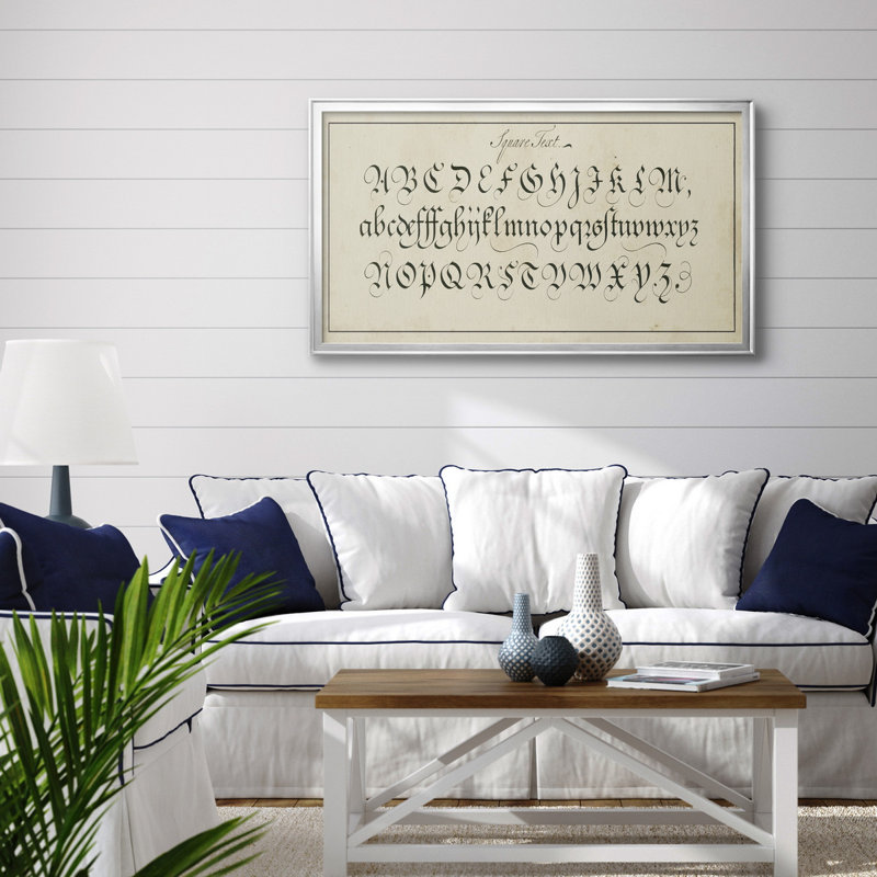 " Manuscript Sampler III ", Gold Framed Canvas, 10.5" H x 18.5" W x 1" D