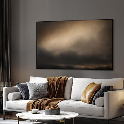 Extra Large Wall Art Fabric Print - Golden Sunset Cloud, Moody Sky Scene Artwork Decor for Living Room or Bedroom - "Frame Assembly Required (Unfinished Frame)"