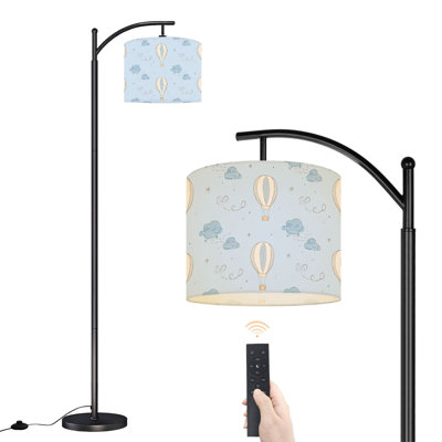 Arc Floor Lamp Whimsical Hot Air Balloon Clouds Light Blue Floor Lamps with Remote LED Lights Adjustable Lamp Shades Tall Standing Lamps for Reading Office Living Room