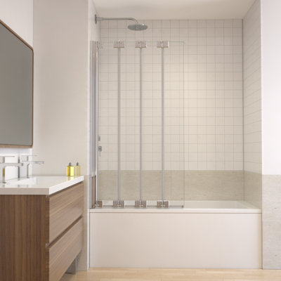 Nereus 33 1/2" W X 59" H Frameless 4-Fold Folding Tub Door With Clear Glass
