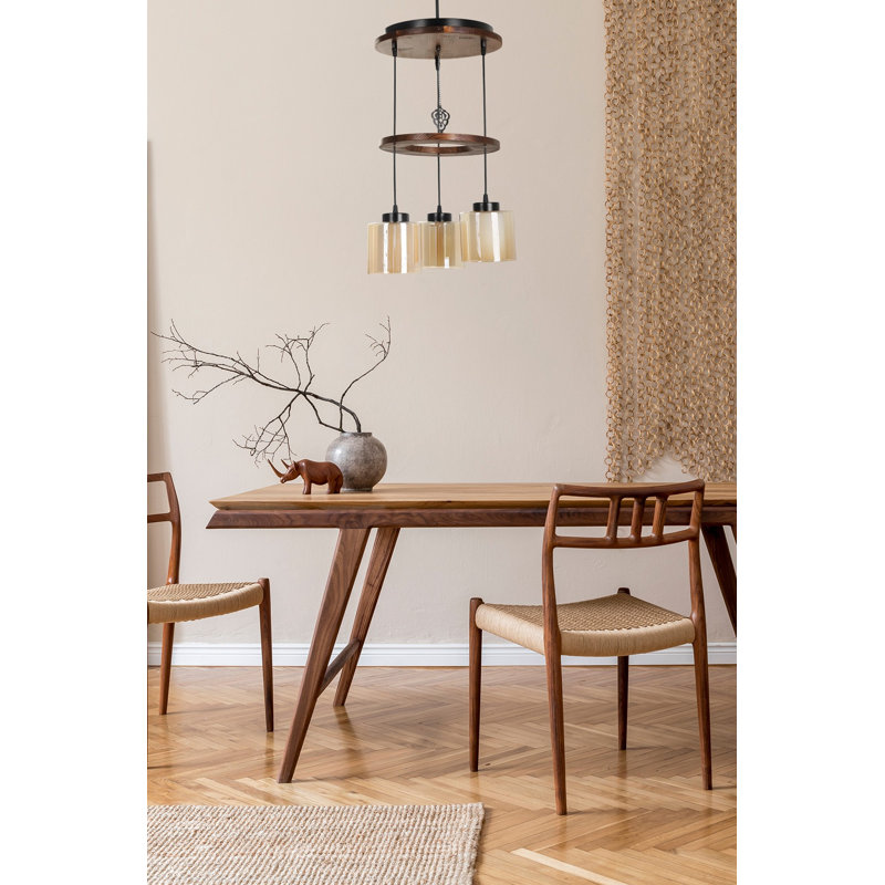 Luminaire suspendu cylindrique à 3 lumières Weakley, Brun