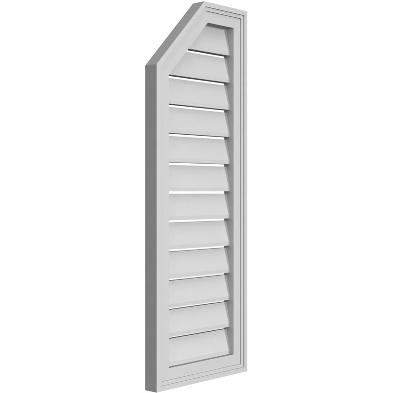 Half Octagon Top Left Surface Mount Signature Urethane Functional Gable Vent, Primed Tan, 38" H x 14" W x 1.5" D