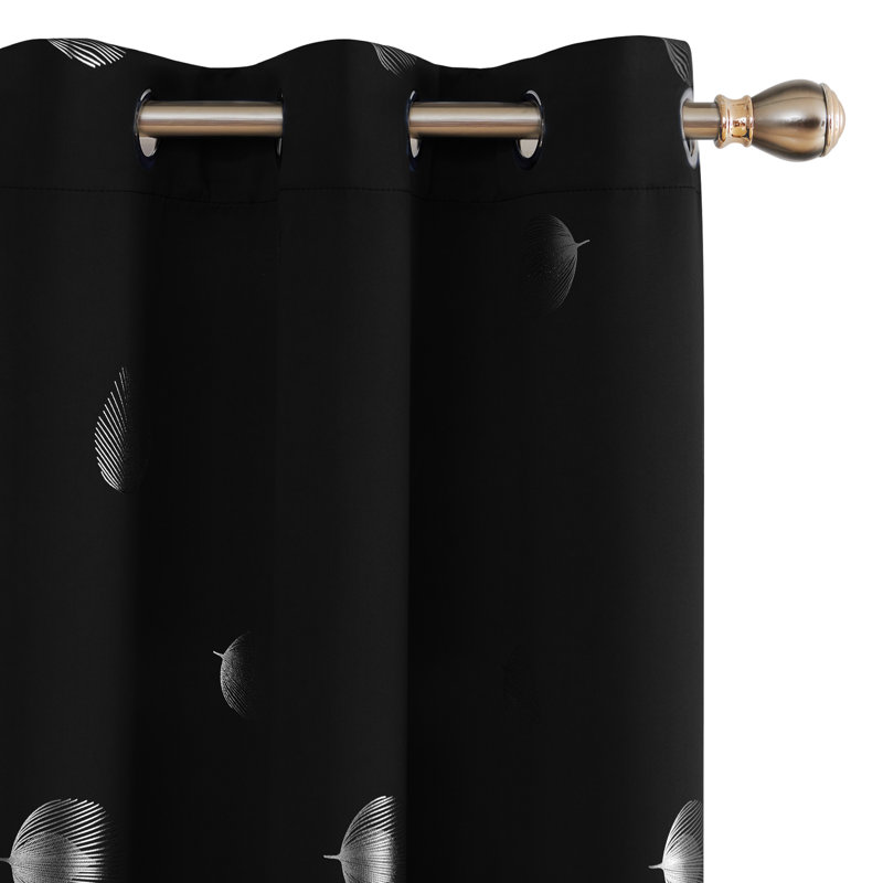 Víctor Room Darkening Curtain Pair, Black, 42" W x 53" L