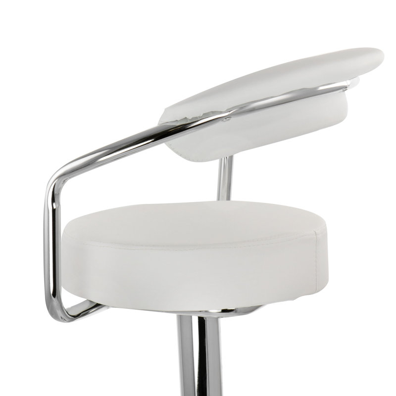 Amogne Swivel Upholstered Faux Leather Adjustable Height Counter Stool with Steel Frame, White
